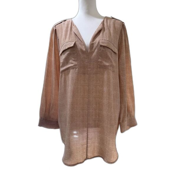 Joie Silk Tunic Blouse Womens L V-Neck Long Sleeve Office Workwear Minimalist - Picture 2 of 11
